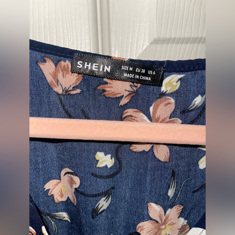 SHEIN Navy Floral Midi Dress - Picture 3 of 5